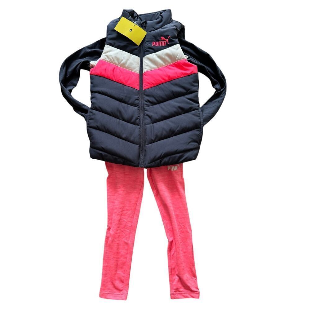 NEW!! PUMA Kids bundle outfit, Puffer vest, shirt & leggings, size 5,